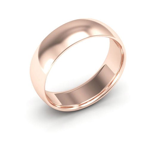 14K Rose Gold 6mm half round comfort fit wedding band - DELLAFORA