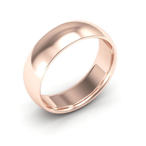 14K Rose Gold 6mm half round comfort fit wedding band - DELLAFORA