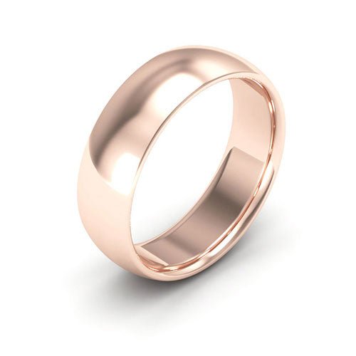 14K Rose Gold 6mm half round comfort fit wedding band - DELLAFORA