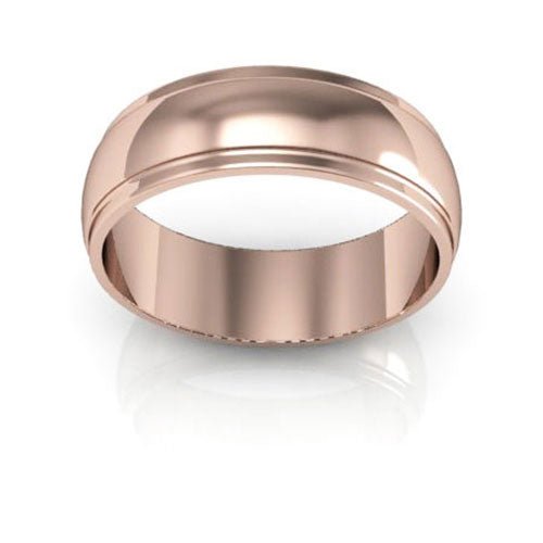 14K Rose Gold 6mm half round edge design wedding band - DELLAFORA
