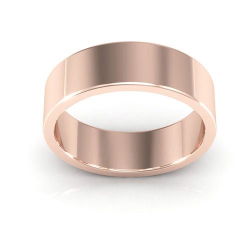 14K Rose Gold 6mm heavy weight flat wedding band - DELLAFORA