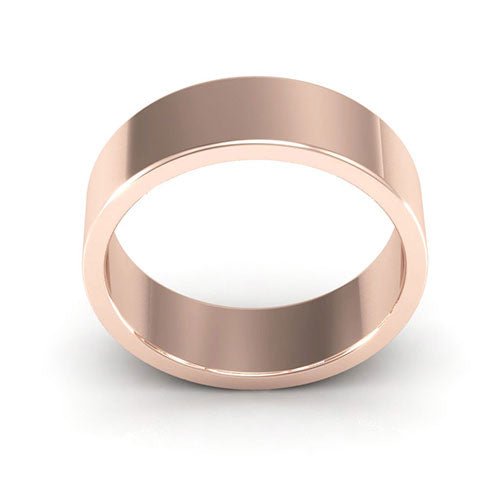 14K Rose Gold 6mm heavy weight flat wedding band - DELLAFORA