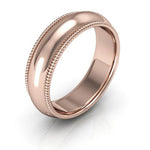 14K Rose Gold 6mm milgrain comfort fit wedding band - DELLAFORA