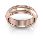 14K Rose Gold 6mm milgrain comfort fit wedding band - DELLAFORA