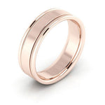 14K Rose Gold 6mm milgrain raised edge design comfort fit wedding band - DELLAFORA