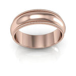 14K Rose Gold 6mm milgrain wedding band - DELLAFORA