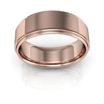 14K Rose Gold 7mm flat edge design comfort fit wedding band - DELLAFORA