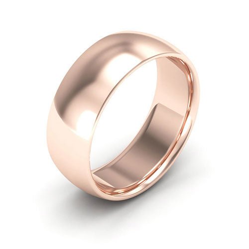 14K Rose Gold 7mm half round comfort fit wedding band - DELLAFORA