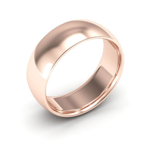 14K Rose Gold 7mm half round comfort fit wedding band - DELLAFORA