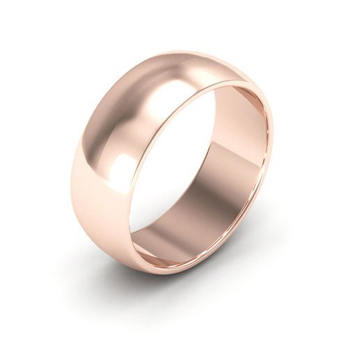 14K Rose Gold 7mm half round wedding band - DELLAFORA