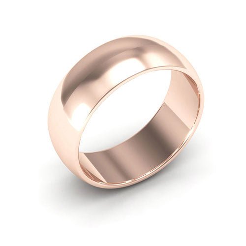 14K Rose Gold 7mm half round wedding band - DELLAFORA