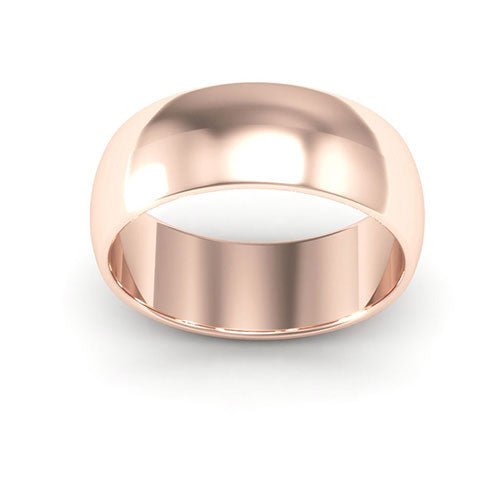 14K Rose Gold 7mm half round wedding band - DELLAFORA