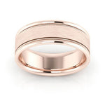 14K Rose Gold 7mm milgrain raised edge design brushed center comfort fit wedding band - DELLAFORA
