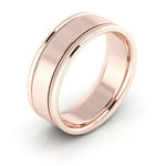 14K Rose Gold 7mm milgrain raised edge design comfort fit wedding band - DELLAFORA