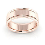 14K Rose Gold 7mm milgrain raised edge design comfort fit wedding band - DELLAFORA