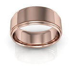 14K Rose Gold 8mm flat edge design comfort fit wedding band - DELLAFORA