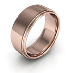 14K Rose Gold 8mm flat edge design comfort fit wedding band - DELLAFORA