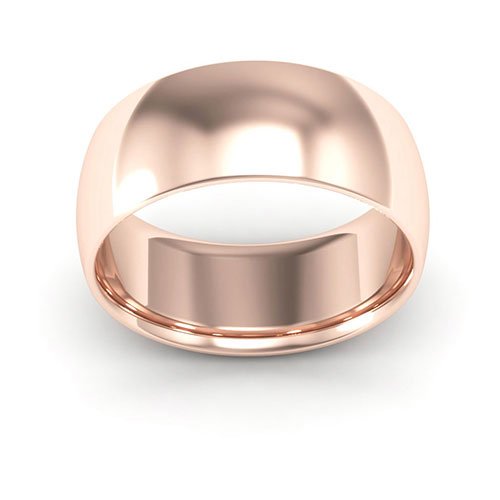 14K Rose Gold 8mm half round comfort fit wedding band - DELLAFORA