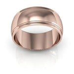 14K Rose Gold 8mm half round edge design wedding band - DELLAFORA