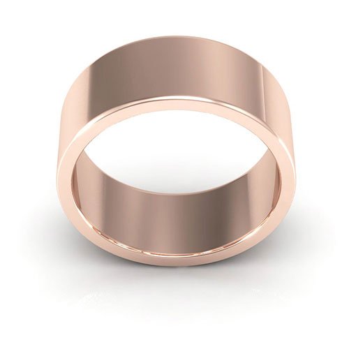 14K Rose Gold 8mm heavy weight flat wedding band - DELLAFORA