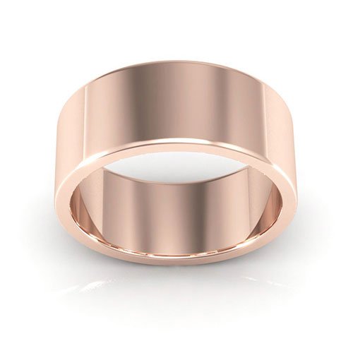 14K Rose Gold 8mm heavy weight flat wedding band - DELLAFORA