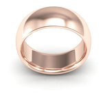 14K Rose Gold 8mm heavy weight half round comfort fit wedding band - DELLAFORA