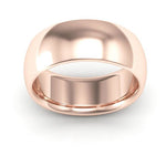 14K Rose Gold 8mm heavy weight half round comfort fit wedding band - DELLAFORA