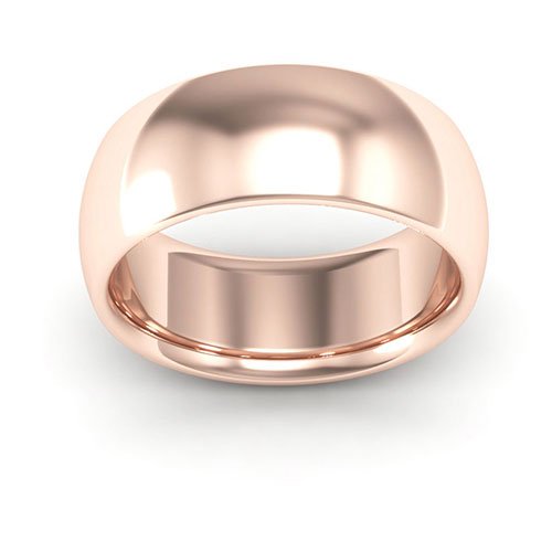 14K Rose Gold 8mm heavy weight half round comfort fit wedding band - DELLAFORA