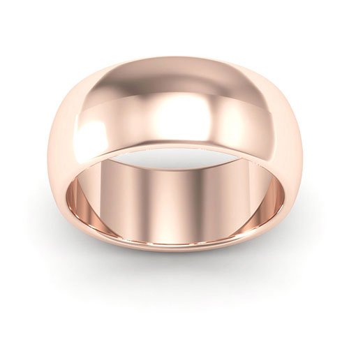 14K Rose Gold 8mm heavy weight half round wedding band - DELLAFORA