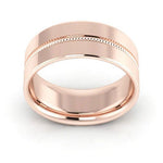 14K Rose Gold 8mm milgrain grooved design comfort fit wedding band - DELLAFORA