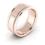 14K Rose Gold 8mm milgrain raised edge design comfort fit wedding band - DELLAFORA