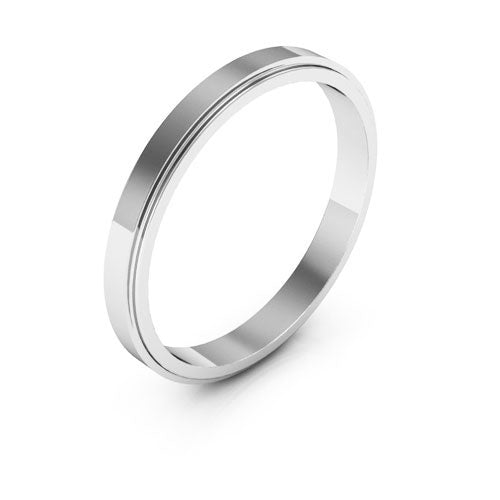 14K White Gold 2.5mm flat edge design wedding band - DELLAFORA