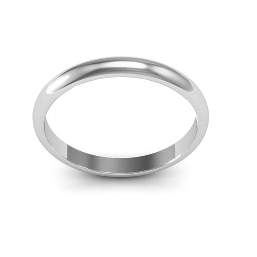 14K White Gold 2.5mm heavy weight half round wedding band - DELLAFORA
