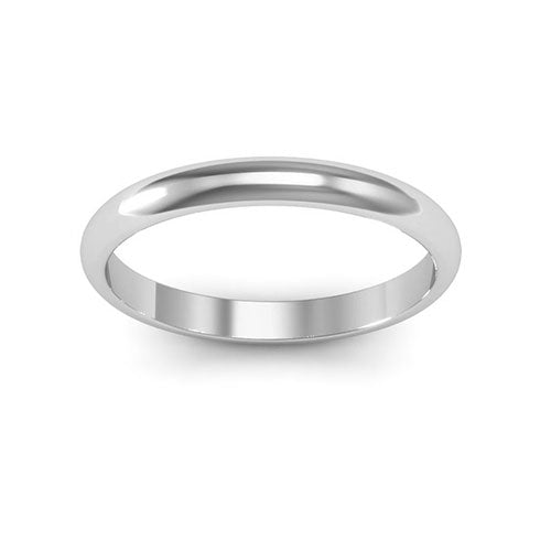 14K White Gold 2.5mm heavy weight half round wedding band - DELLAFORA