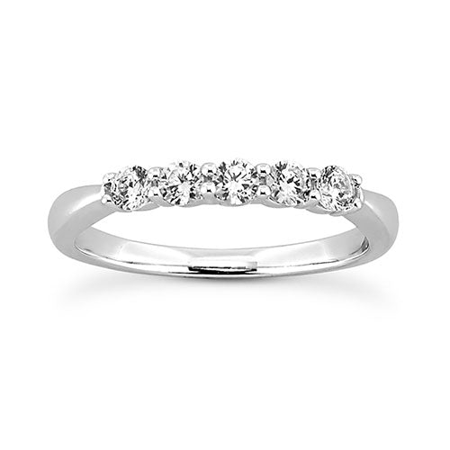 14K White gold 2.5mm prong set women's 0.35 carats diamond wedding band. - DELLAFORA