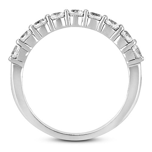 14K White gold 2.5mm prong set women's 0.63 carats diamond wedding band. - DELLAFORA