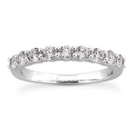 14K White gold 2.5mm prong set women's 0.63 carats diamond wedding band. - DELLAFORA