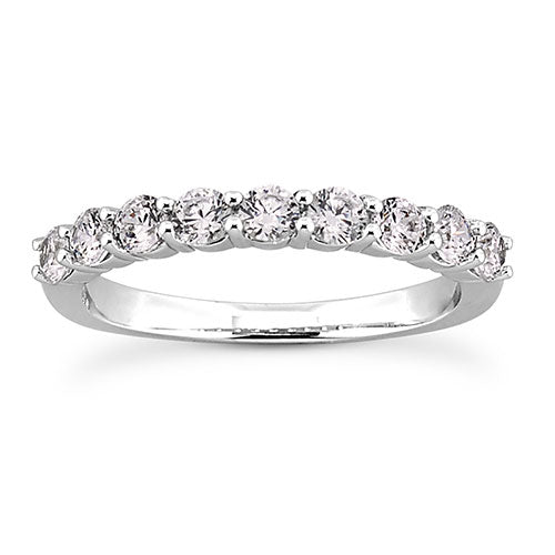 14K White gold 2.5mm prong set women's 0.63 carats diamond wedding band. - DELLAFORA