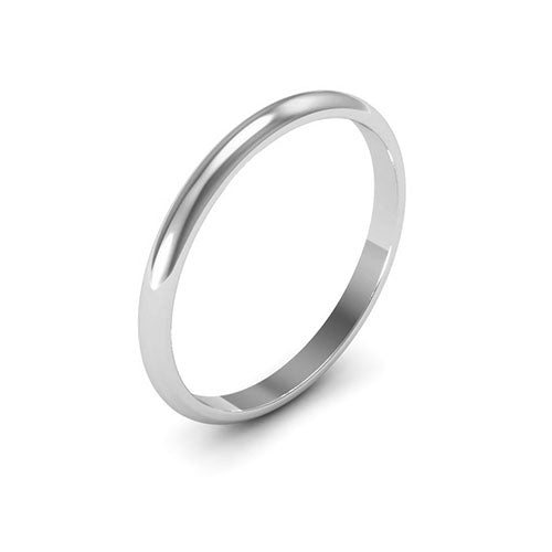 14K White Gold 2mm half round wedding band - DELLAFORA