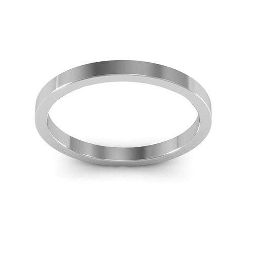 14K White Gold 2mm heavy weight flat wedding band - DELLAFORA