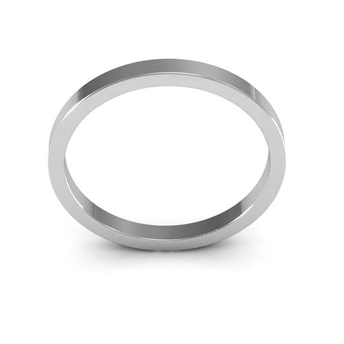 14K White Gold 2mm heavy weight flat wedding band - DELLAFORA