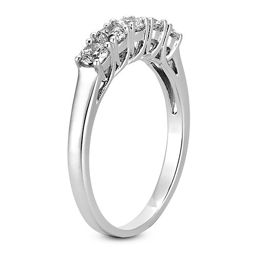 14K White gold 2mm prong set women's 0.50 carats diamond wedding band. - DELLAFORA