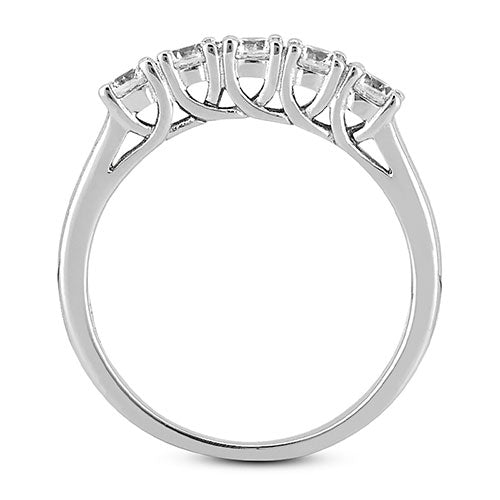 14K White gold 2mm prong set women's 0.50 carats diamond wedding band. - DELLAFORA