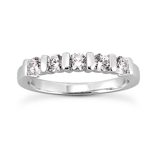 14K White gold 3mm bar set women's 0.50 carats diamond wedding band. - DELLAFORA