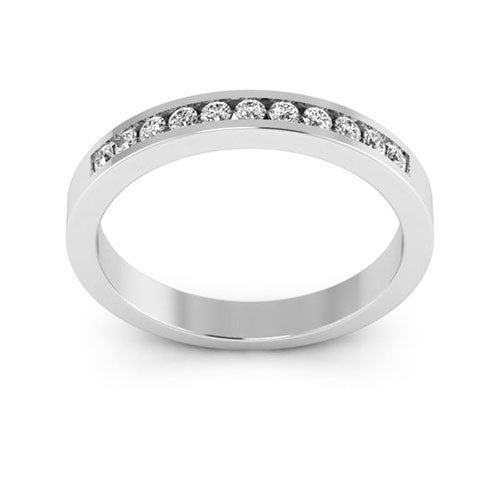 14K White gold 3mm channel set women's 0.22 carats diamond wedding band. - DELLAFORA