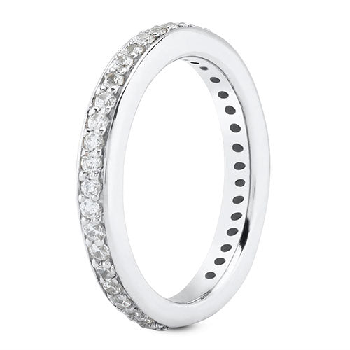 14K White gold 3mm eternity women's 0.37 carats diamond wedding band. - DELLAFORA