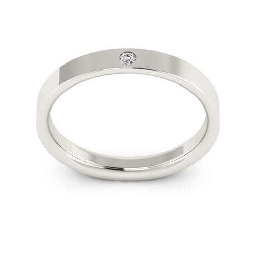 14K White Gold 3mm flat comfort fit diamond wedding band - DELLAFORA