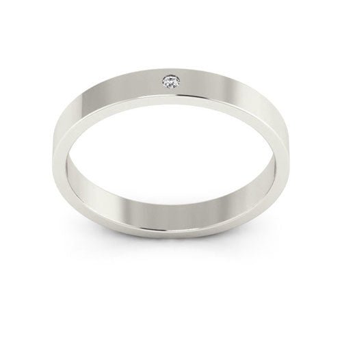 14K White Gold 3mm flat diamond wedding band - DELLAFORA