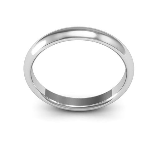 14K White Gold 3mm half round comfort fit wedding band - DELLAFORA