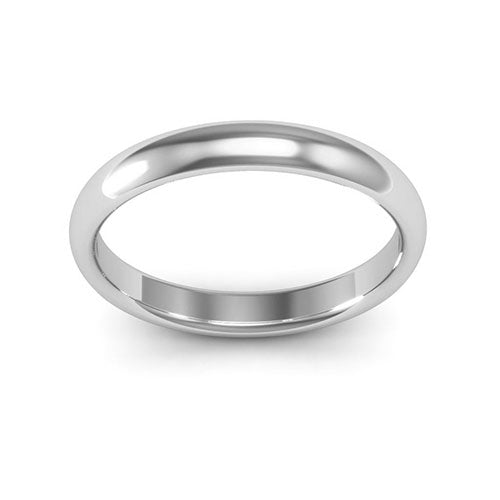 14K White Gold 3mm half round comfort fit wedding band - DELLAFORA